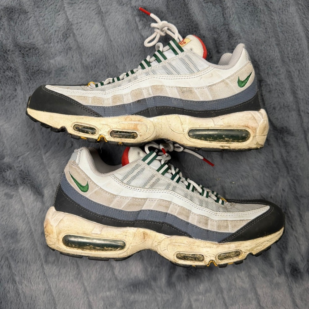 Nike Air Max 95 Grey White Green Red Men 10 DM0011-002 Running Shoes